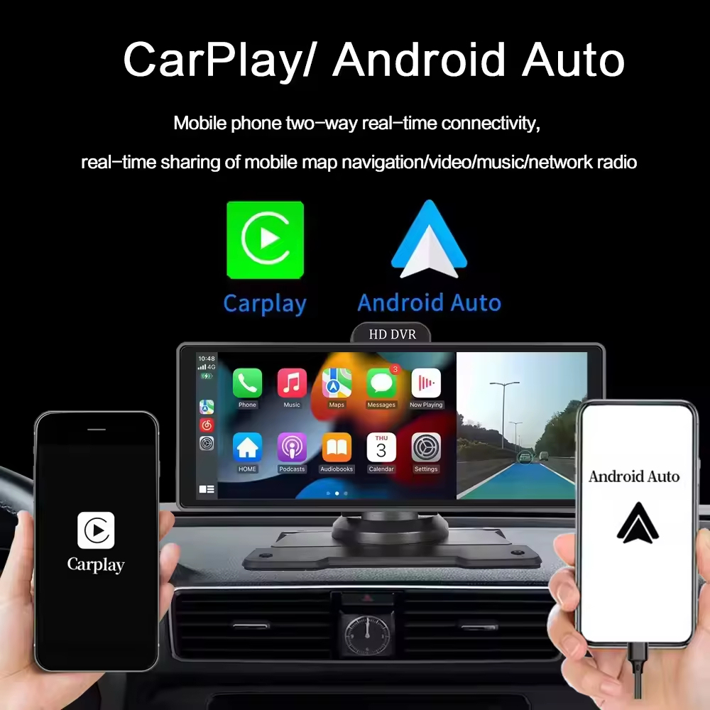 10.26 Inch CarPlay Screen Android Auto Car Player Stereo Radio Rear Camera Monitor Kits Dash Cam DVR BT GPS Map OEM Factory Portable Carplay Screen For All Cars