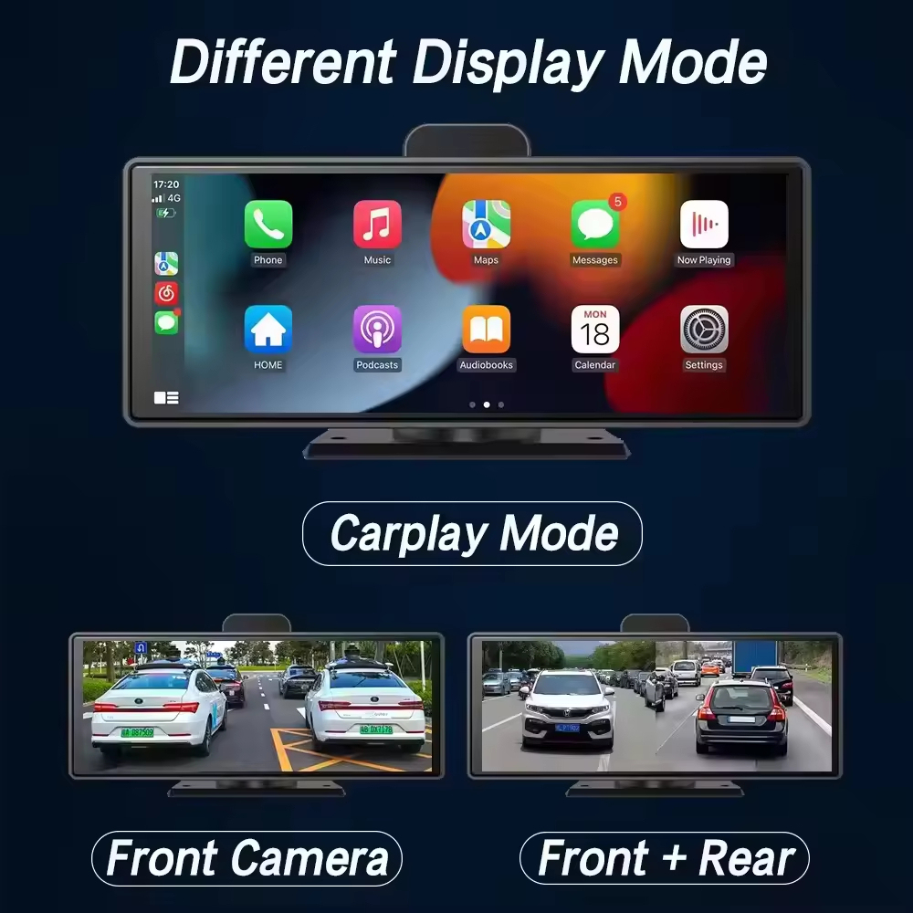 10.26 Inch CarPlay Screen Android Auto Car Player Stereo Radio Rear Camera Monitor Kits Dash Cam DVR BT GPS Map OEM Factory Portable Carplay Screen For All Cars
