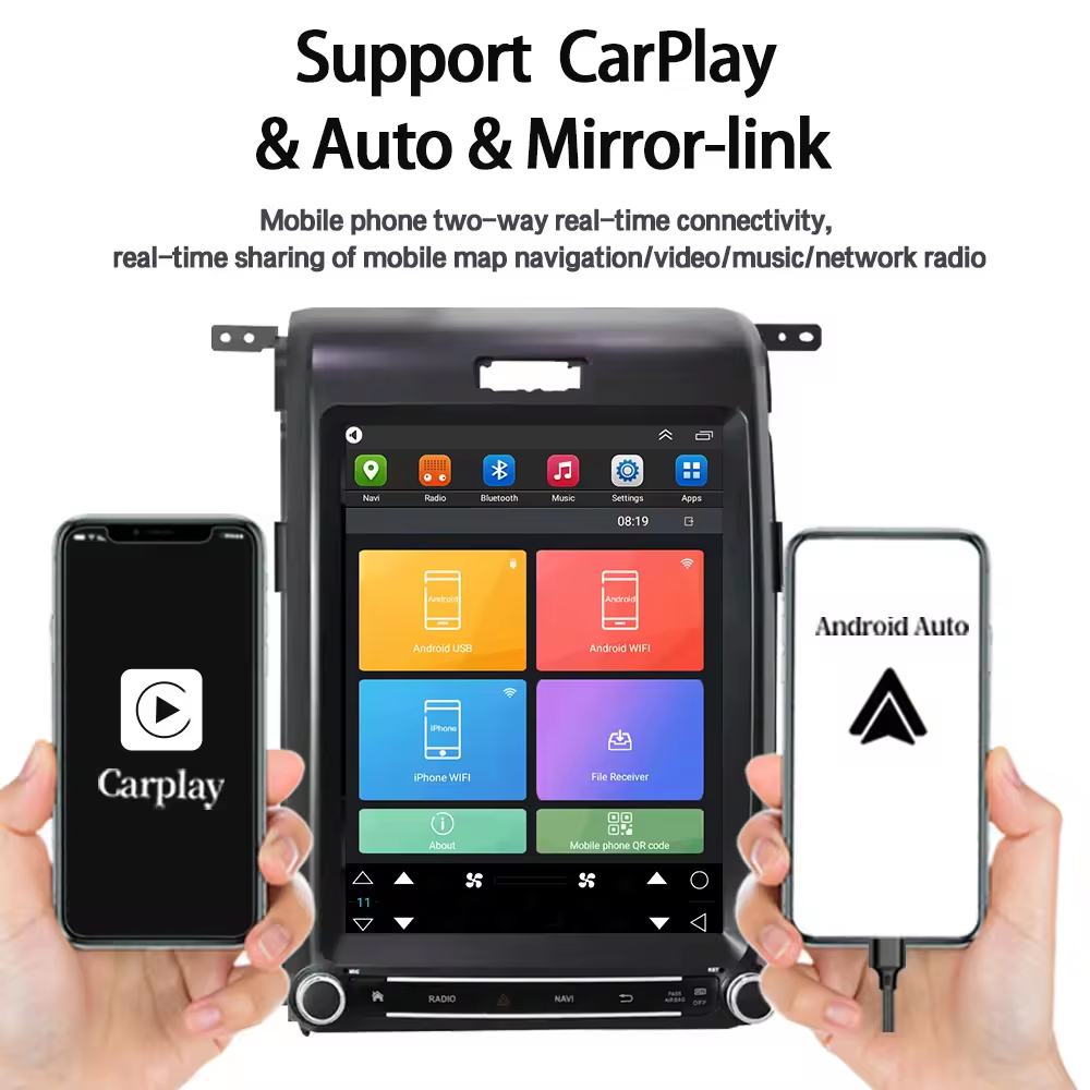Android 14 12.1 Inch Car Dvd Radio Audio Stereo Player Touchscreen for 2013-2015 Ford F150 With Carplay Android Auto GPS Navigation BT Car Multimedia Entertainment System