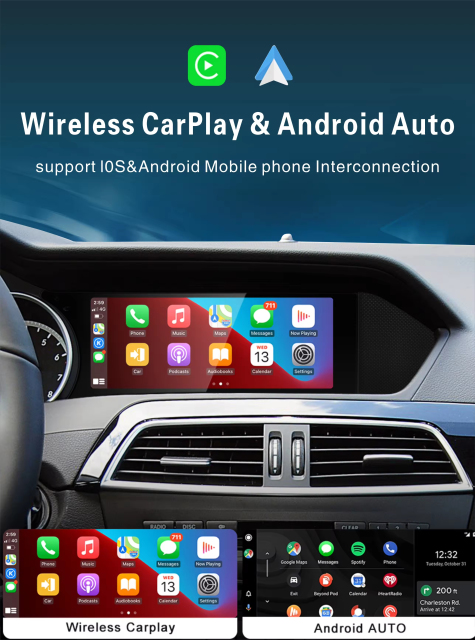 8.8 Inch Car Digital Dashboard Car Dvd Multimedia Radio Player for Mercedes Benz C-Class W204 S204wireless Carplay Android AUTO Screeb Car Audio Stereo Player Touch Screen Customization Wholesale Source Factory 8581 Qualcomm 665 680