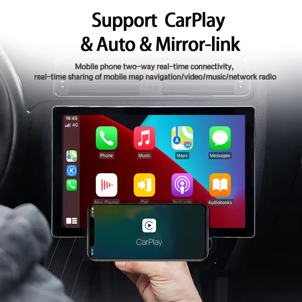 13.inch Android 13 360 Degrees Rotating 2 Din Universal Car Head Unit Car Radio Player Audio Stereo DVD Player Wireless Carplay Android Auto Touch Screen GPS Navigation Subwoofer  Universal Tesla Style Screen