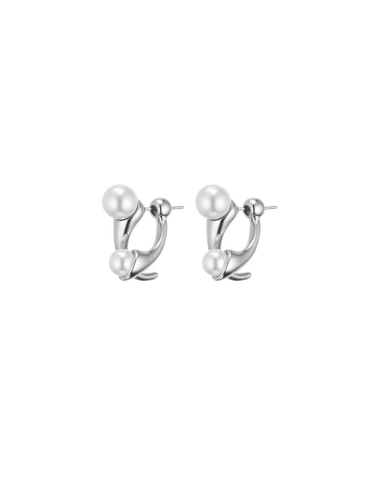 Beast Artificial PearlTooth Earrings (Platinum)
