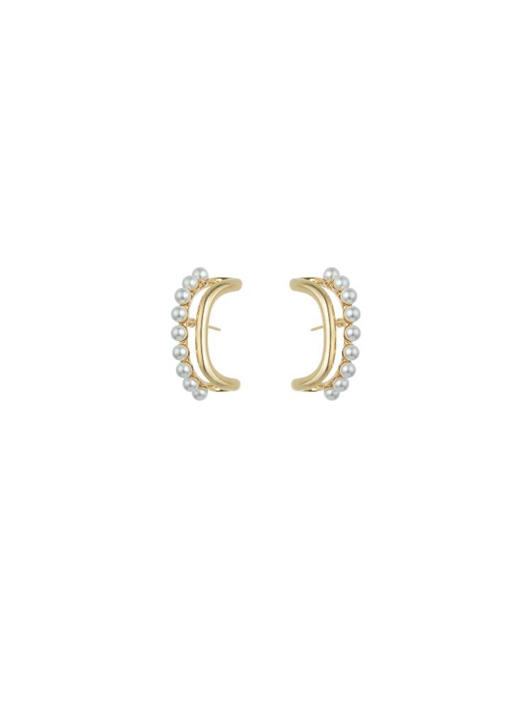 Baroque Annular Pearl Earrings (Platinum)