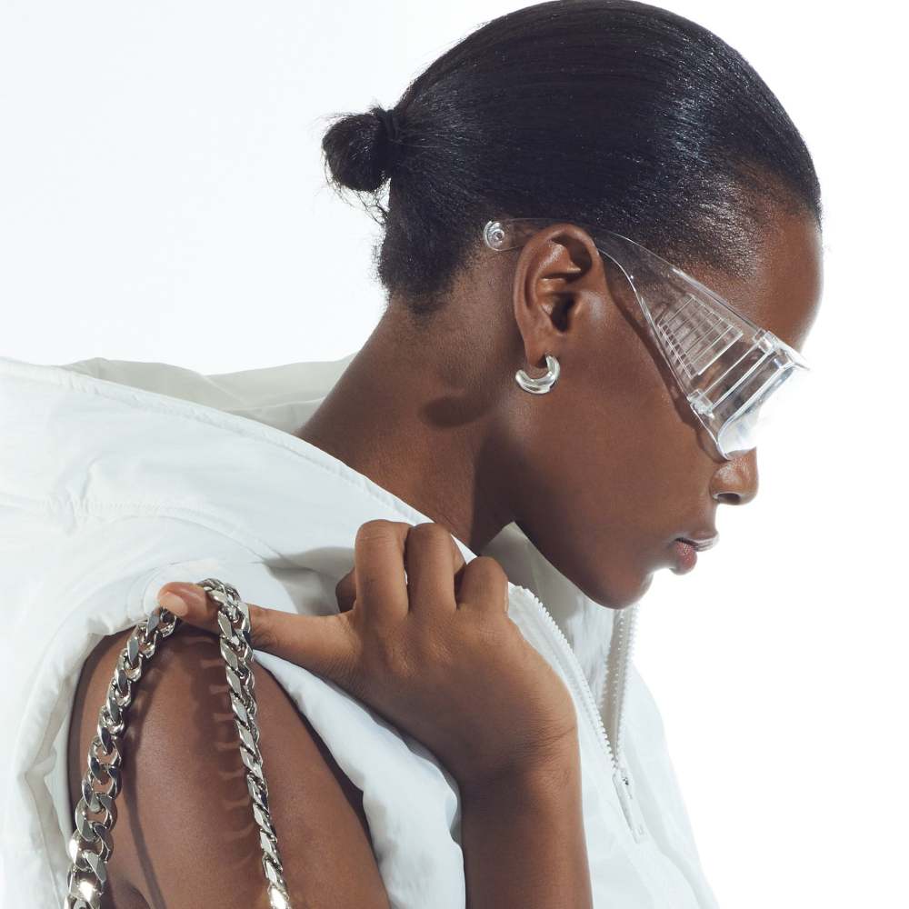 Irregular water drop Sliver-tone Earrings