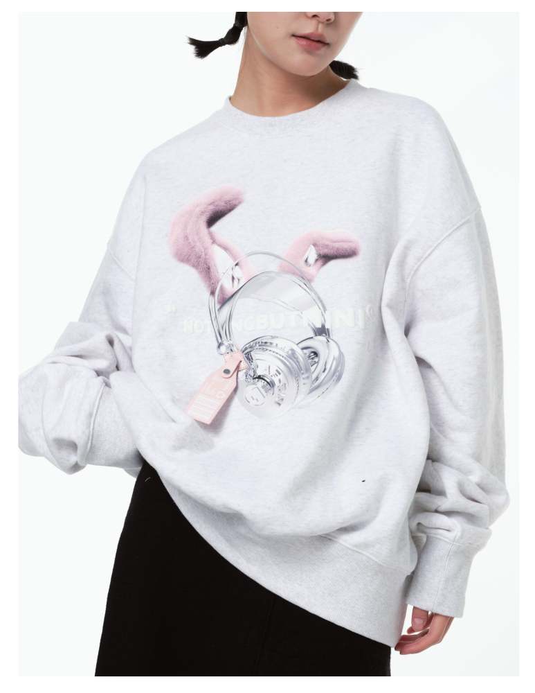 ASQUAD®×NBM rabbit metal earphone 3D printing sweater White (Powder accessories)