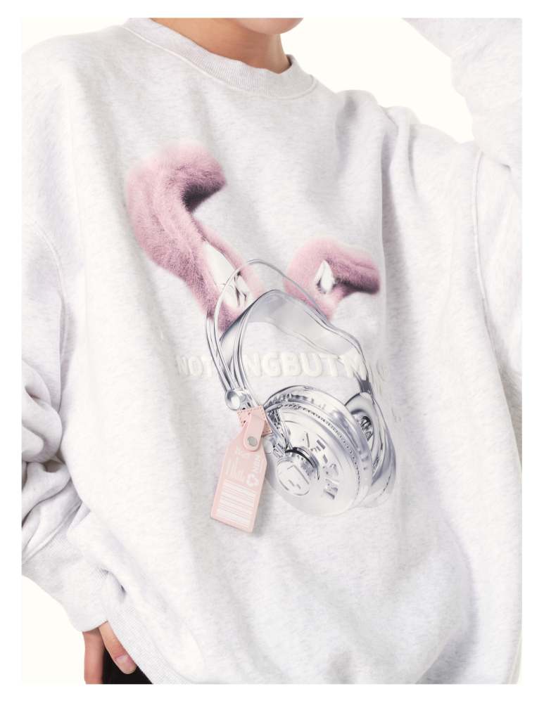 ASQUAD®×NBM rabbit metal earphone 3D printing sweater White (Powder accessories)