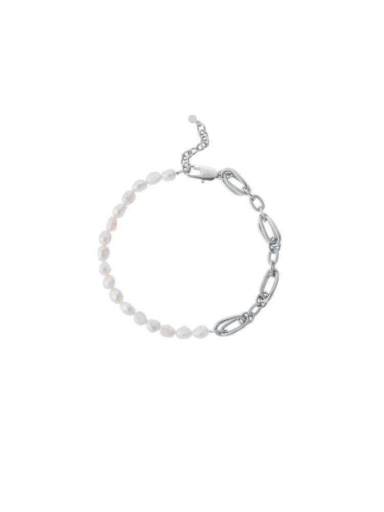 Baroque Pearl Complex Structure Chain Necklace（Platinum)