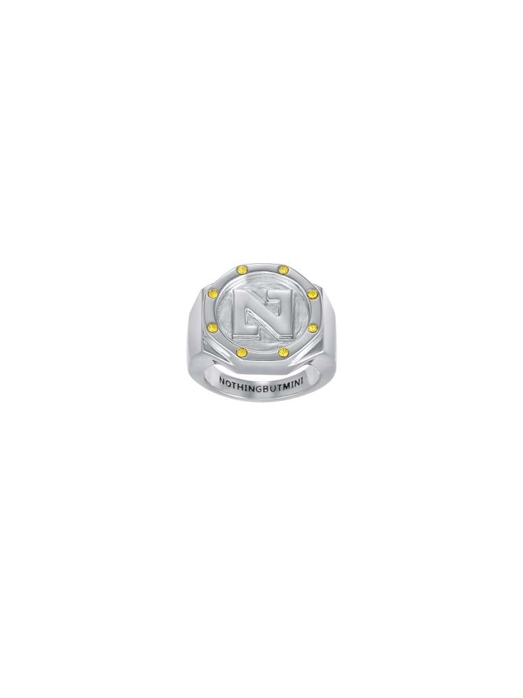 "N" Letter Signet 8 Stars Ring（Yellow)