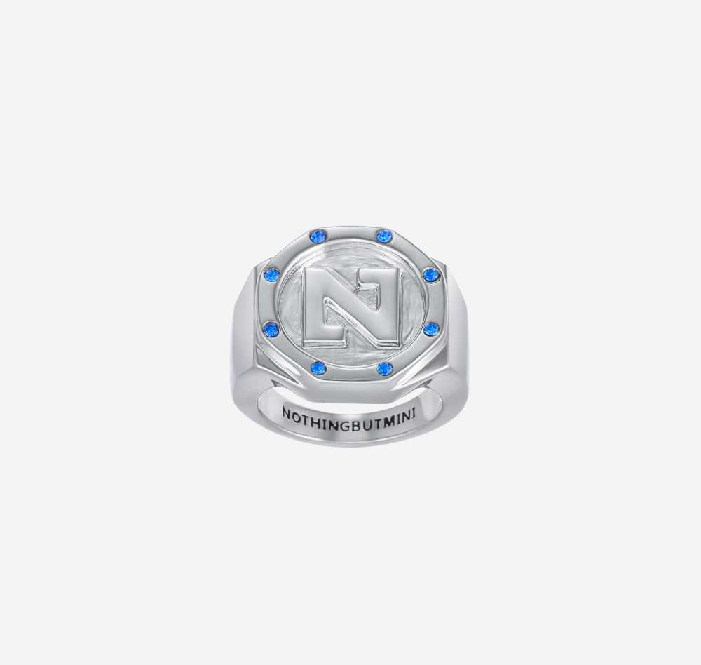 "N" Letter Signet 8 Stars Ring（Yellow)