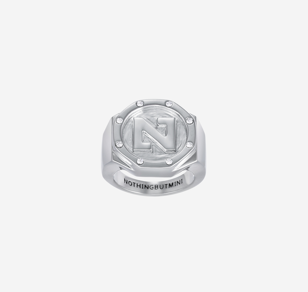 "N" Letter Signet 8 Stars Ring（Yellow)