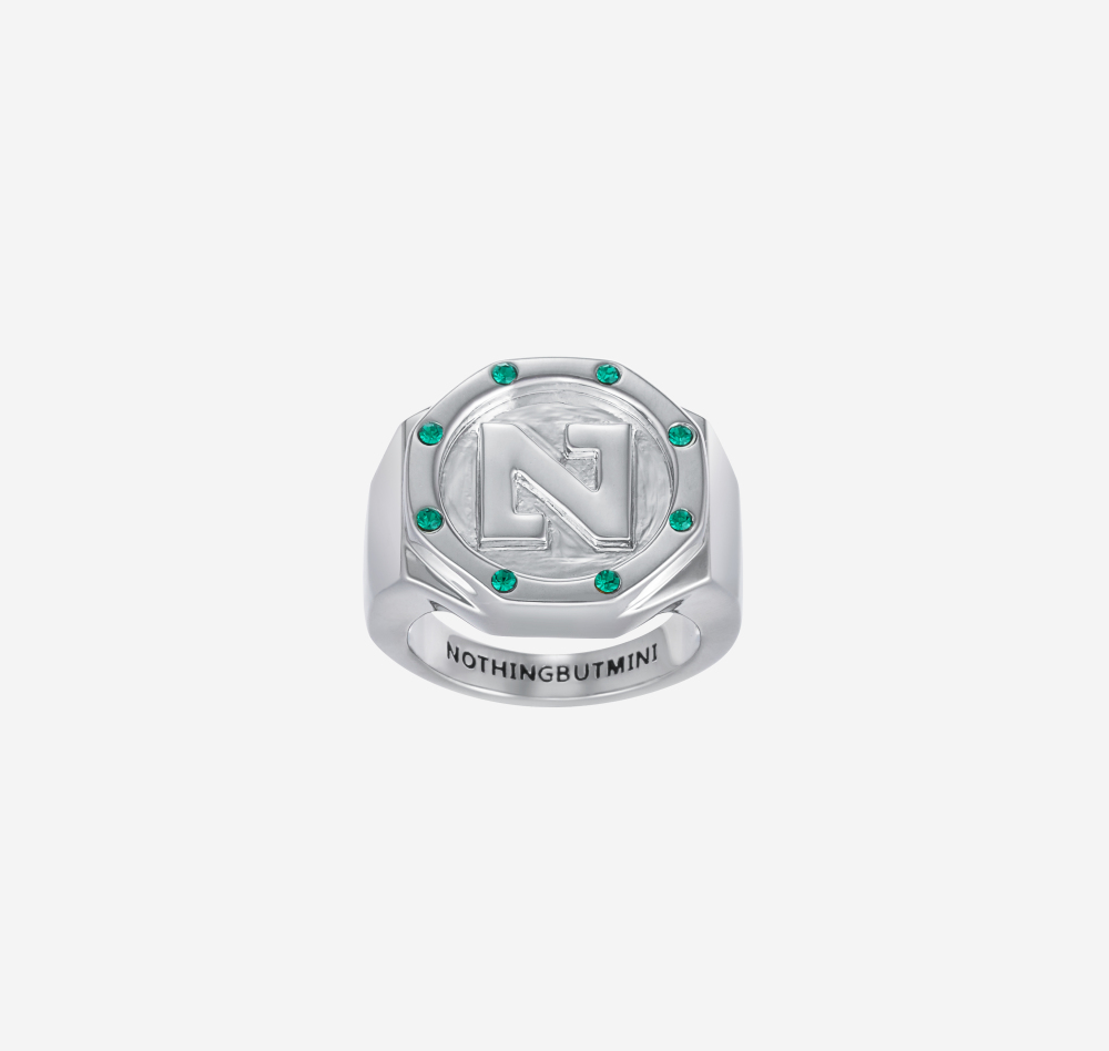 "N" Letter Signet 8 Stars Ring（Yellow)