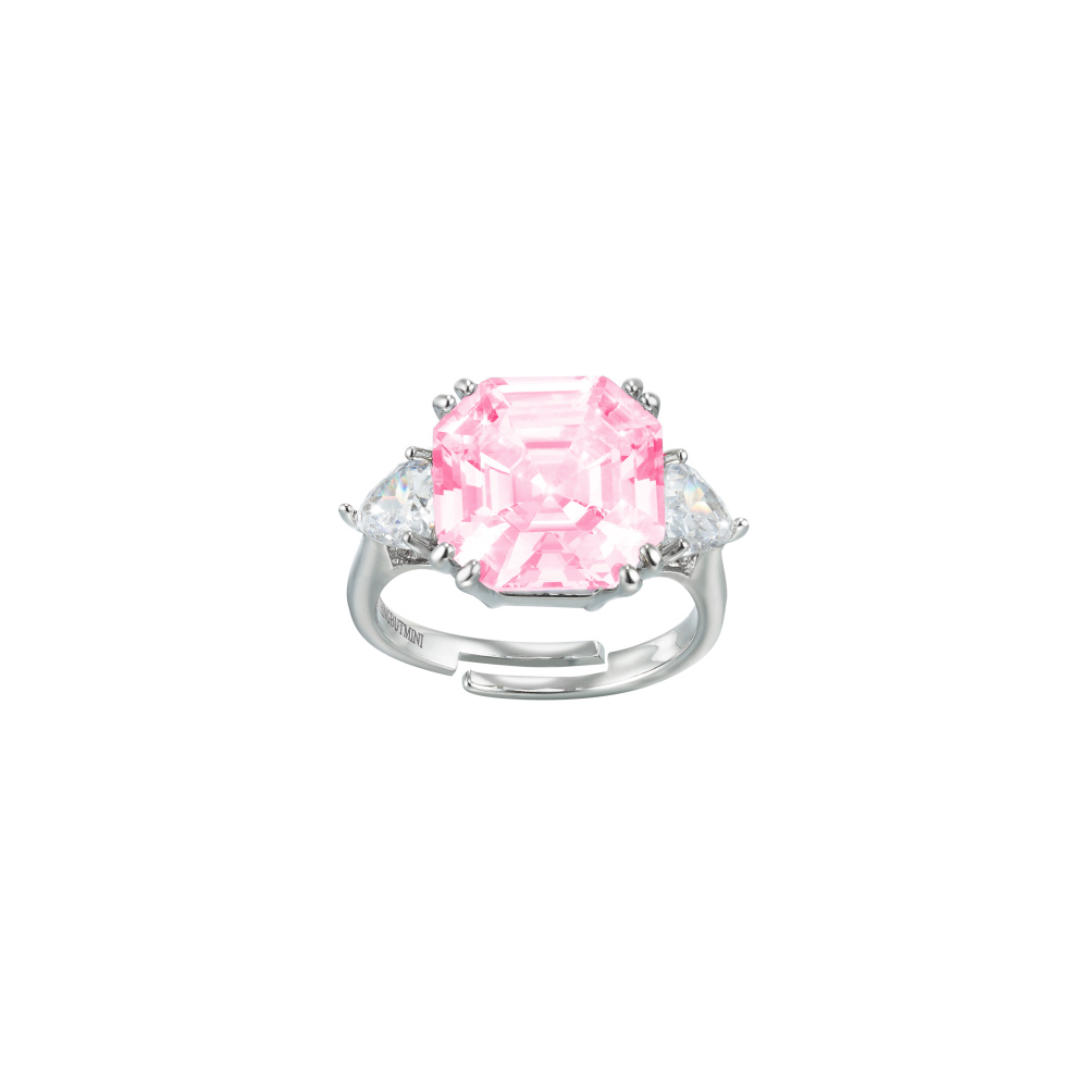 Square Zircon Cocktail Open Ring （Crystal Clear）