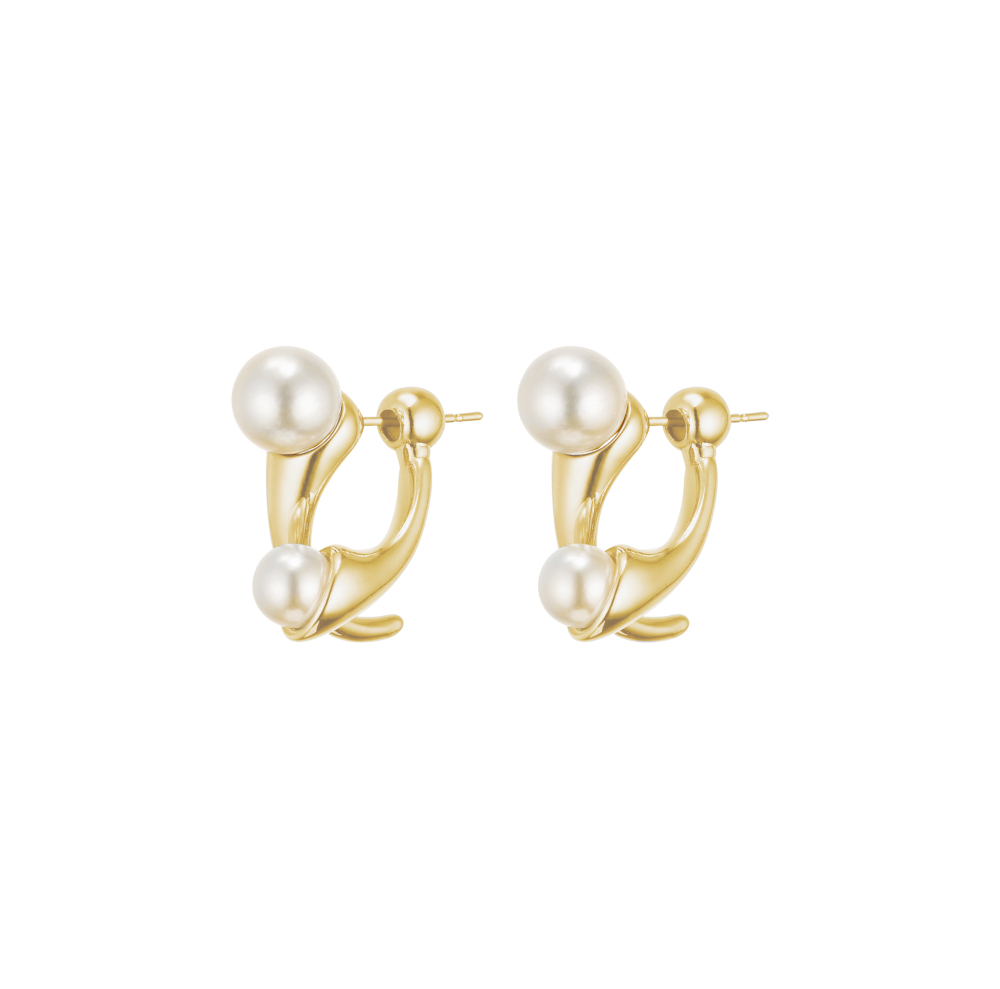 Beast Artificial PearlTooth Earrings (Platinum)