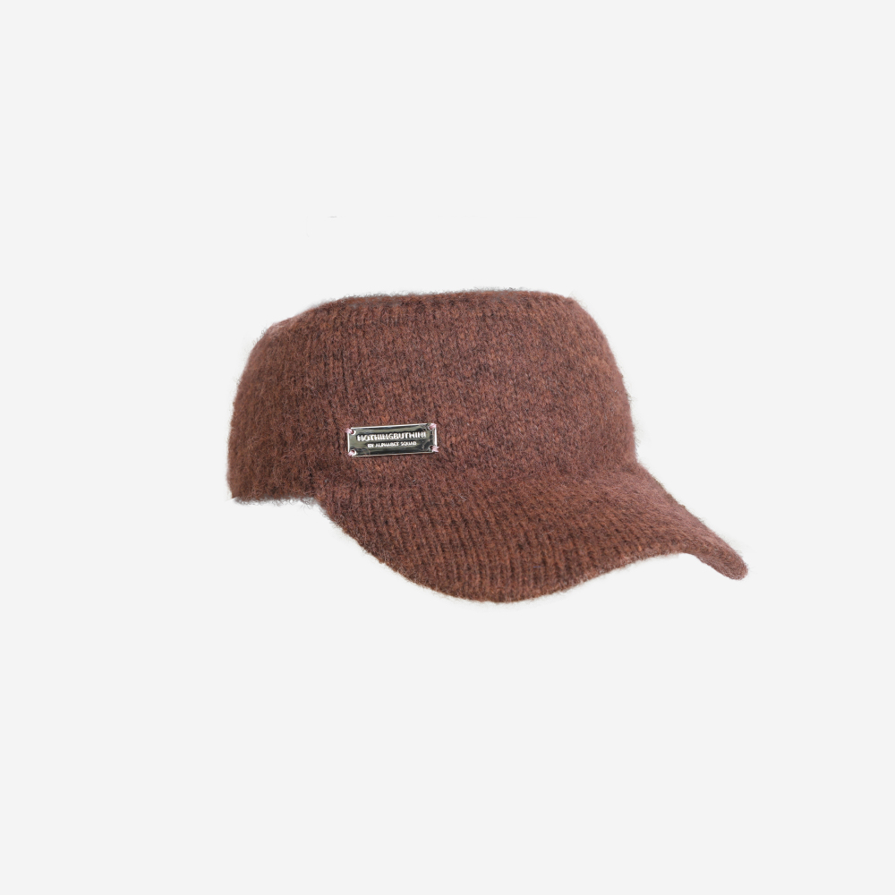 NBM metal badge knitted hollow hat（Black）