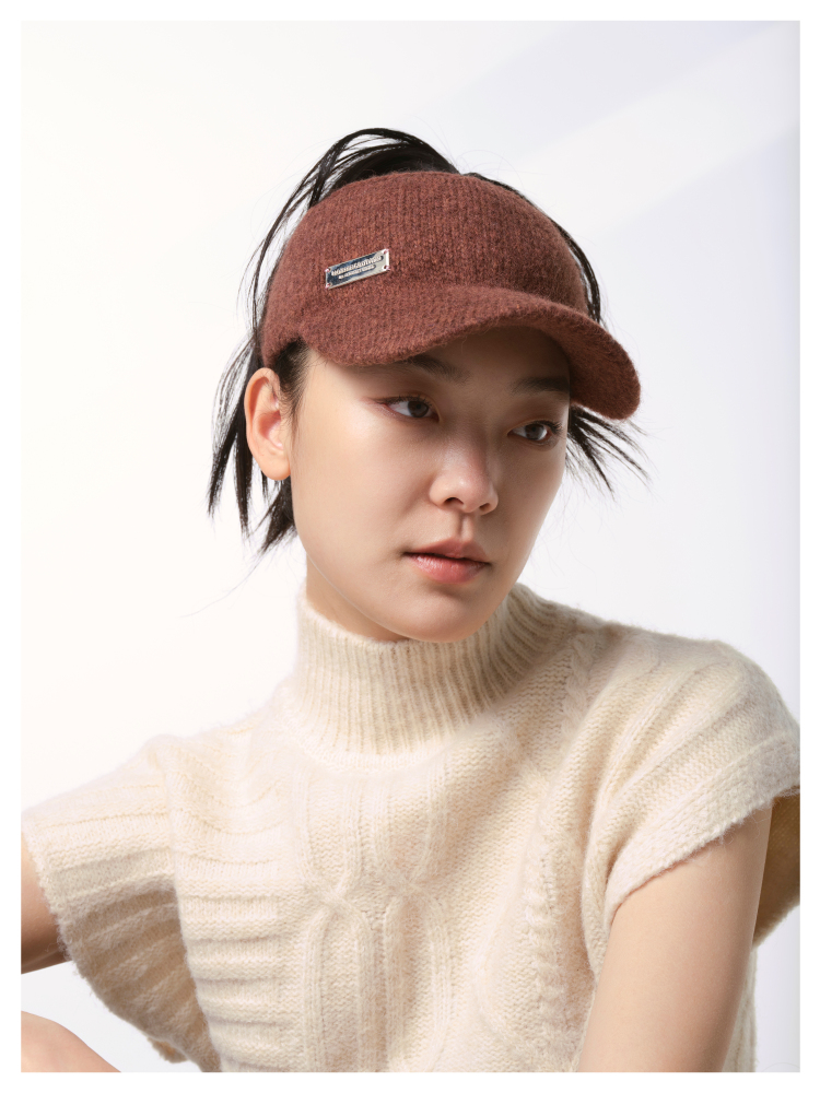 NBM metal badge knitted hollow hat（Grey)
