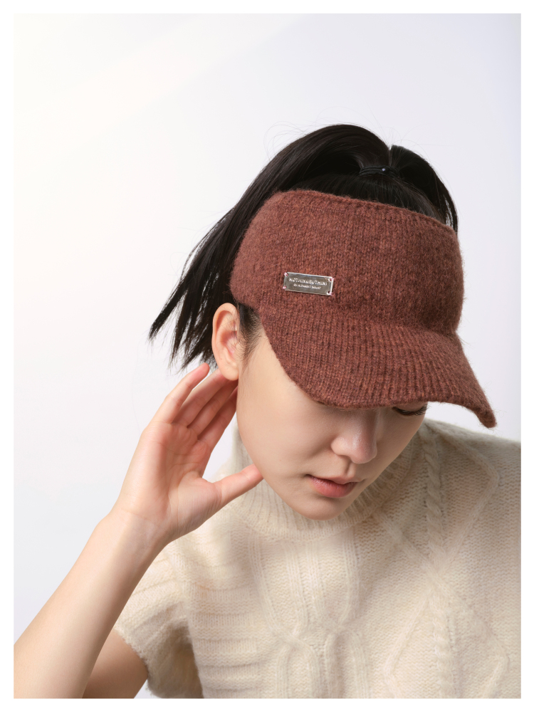 NBM metal badge knitted hollow hat（Black）