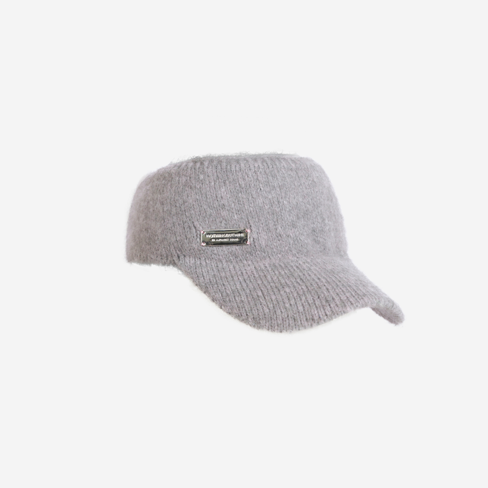 NBM metal badge knitted hollow hat（Brown)