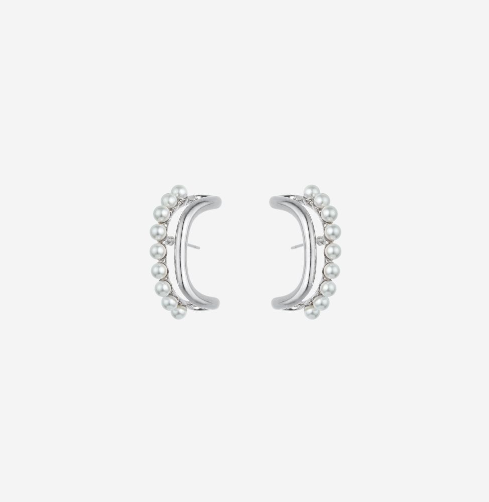 Baroque Annular Pearl Earrings (Platinum)