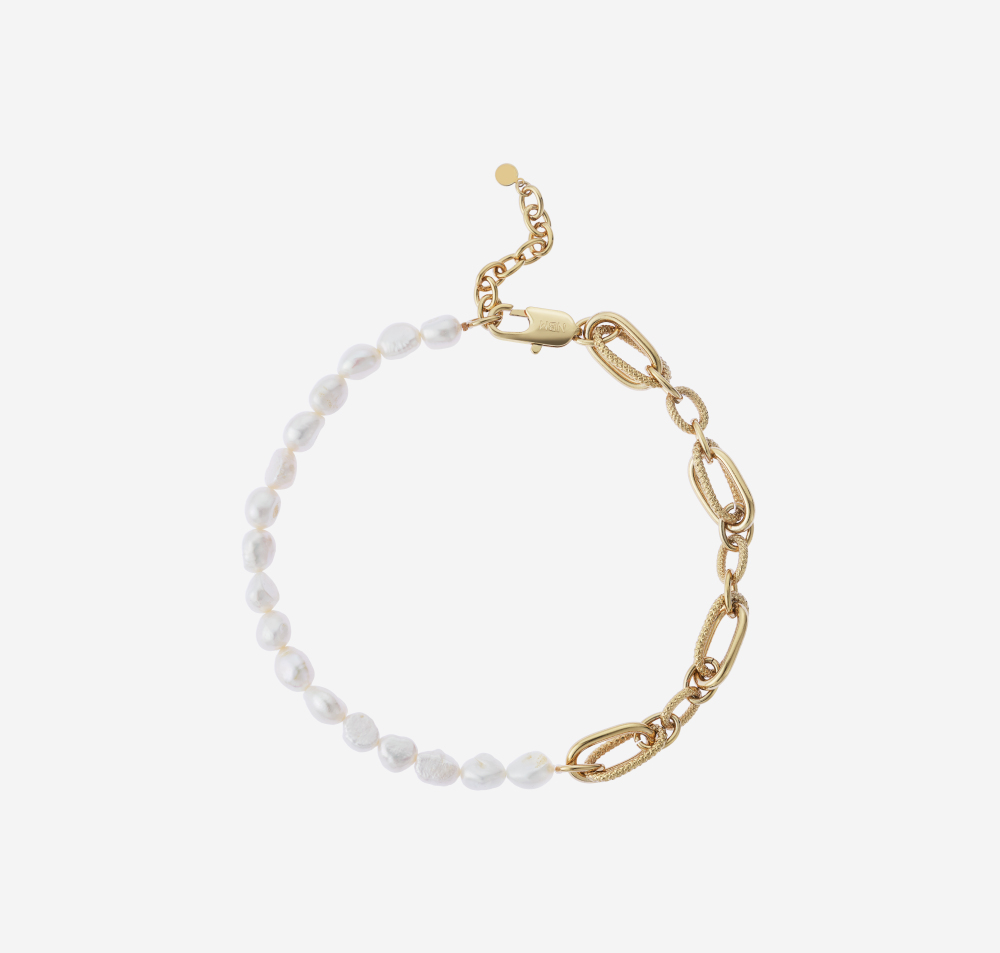 Baroque Pearl Complex Structure Chain Necklace（Platinum)