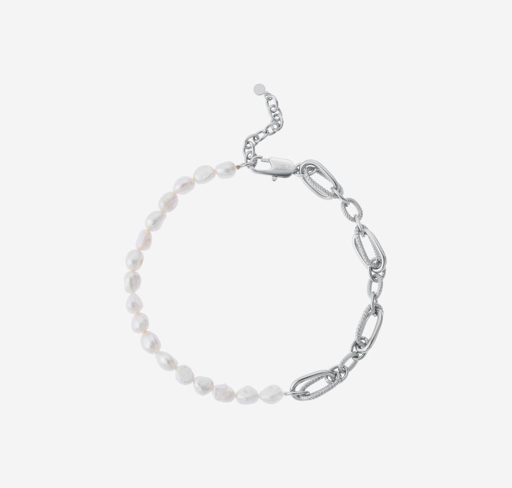 Baroque Pearl Complex Structure Chain Necklace（Brzone Gold)