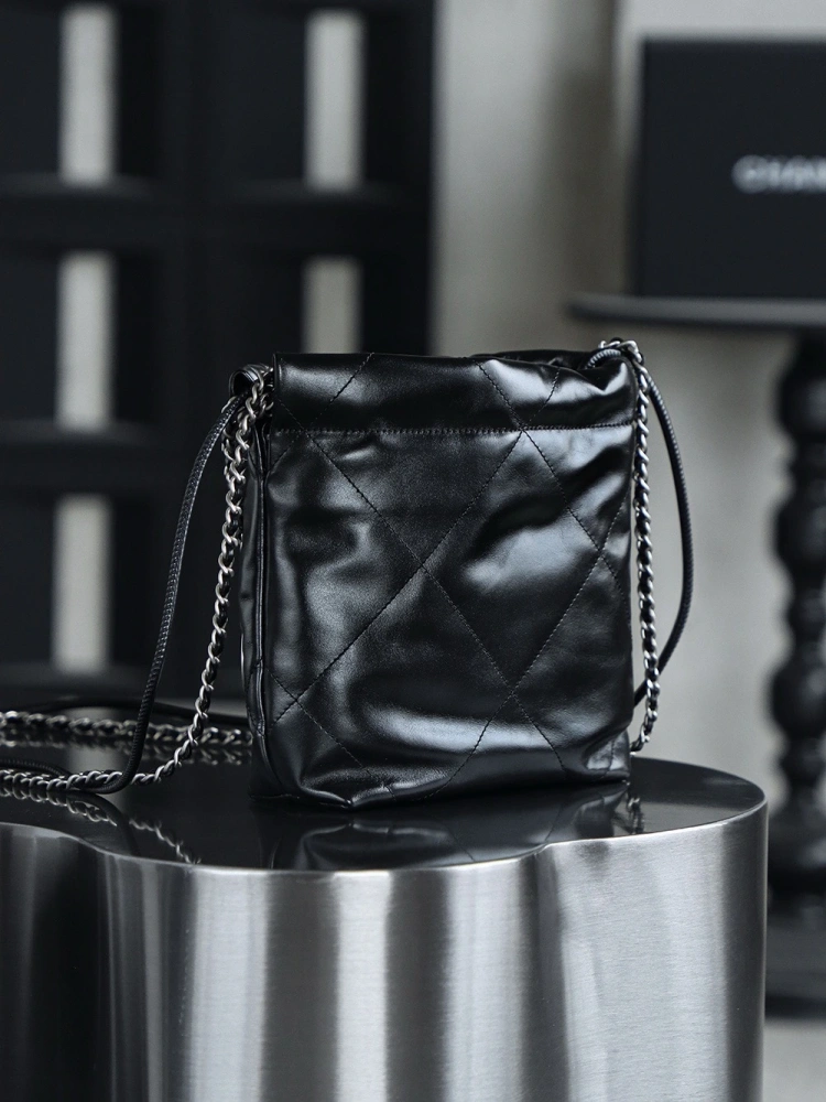Chanel 22bag shopping bag black mini version