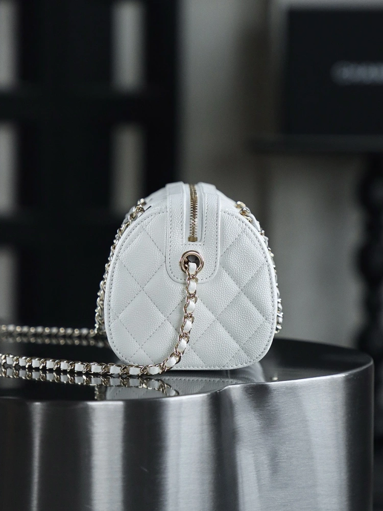 Chanel 25P Mini Bowling Bag White