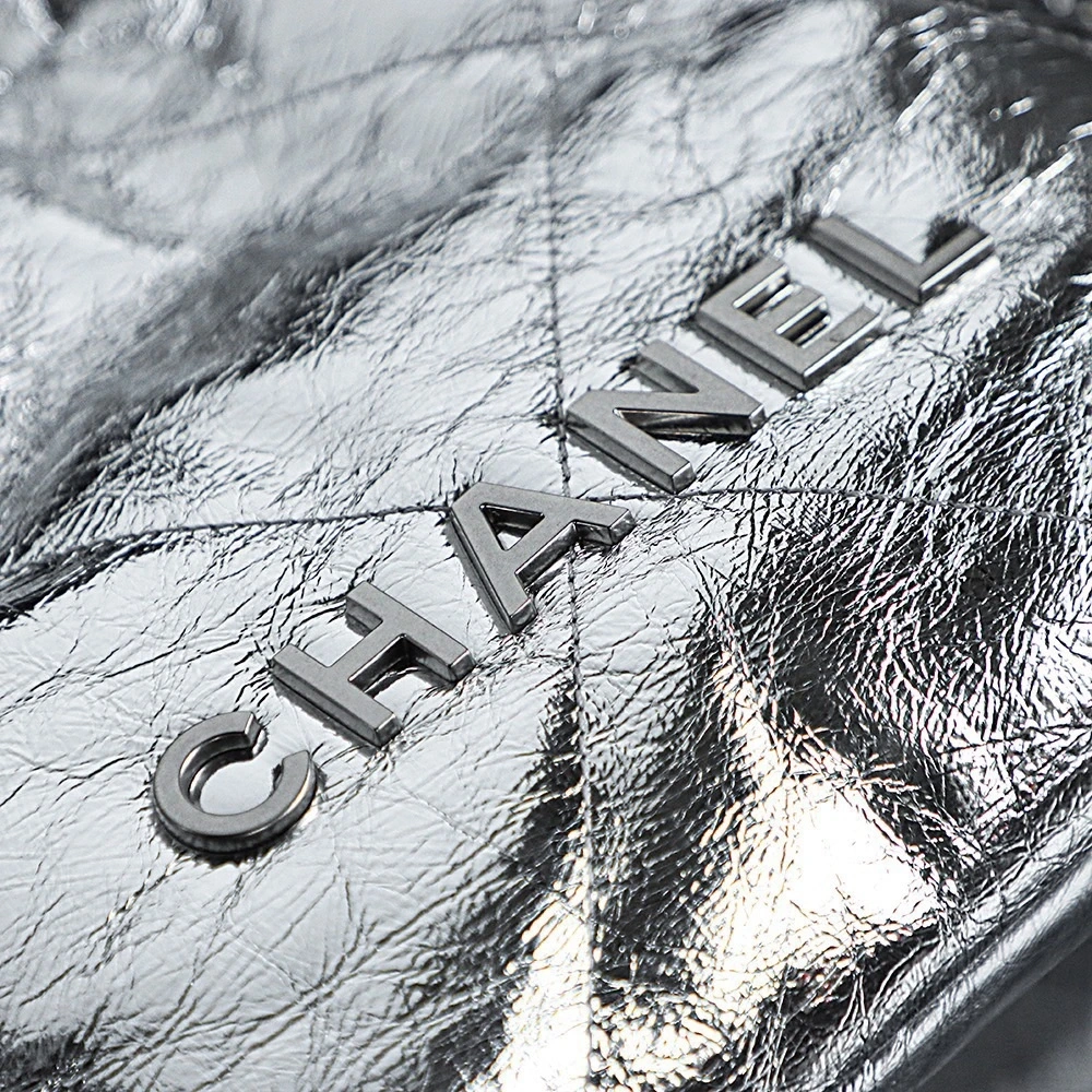 Chanel 22bag shopping bag silver mini version
