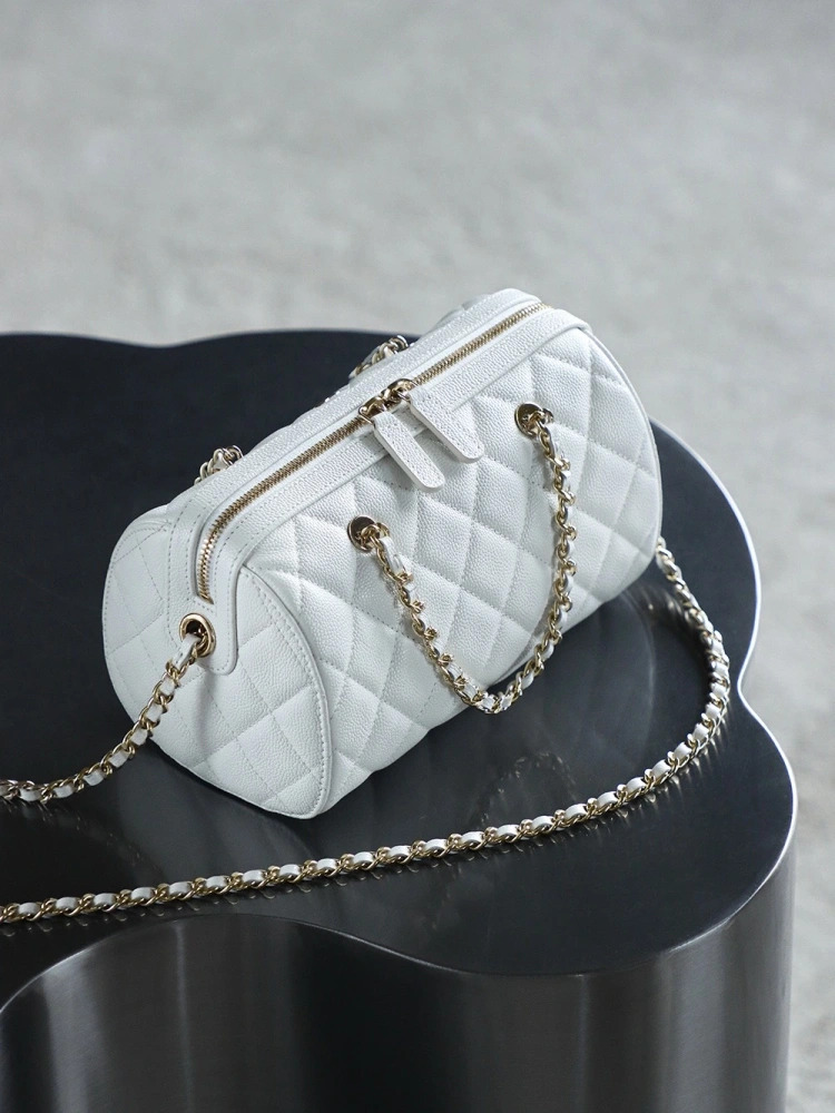 Chanel 25P Mini Bowling Bag White