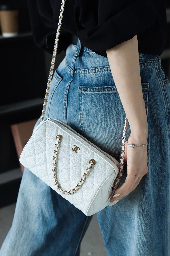 Chanel 25P Mini Bowling Bag White