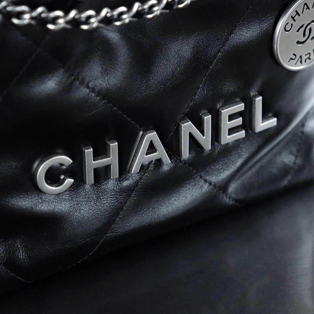 Chanel 22bag shopping bag black mini version