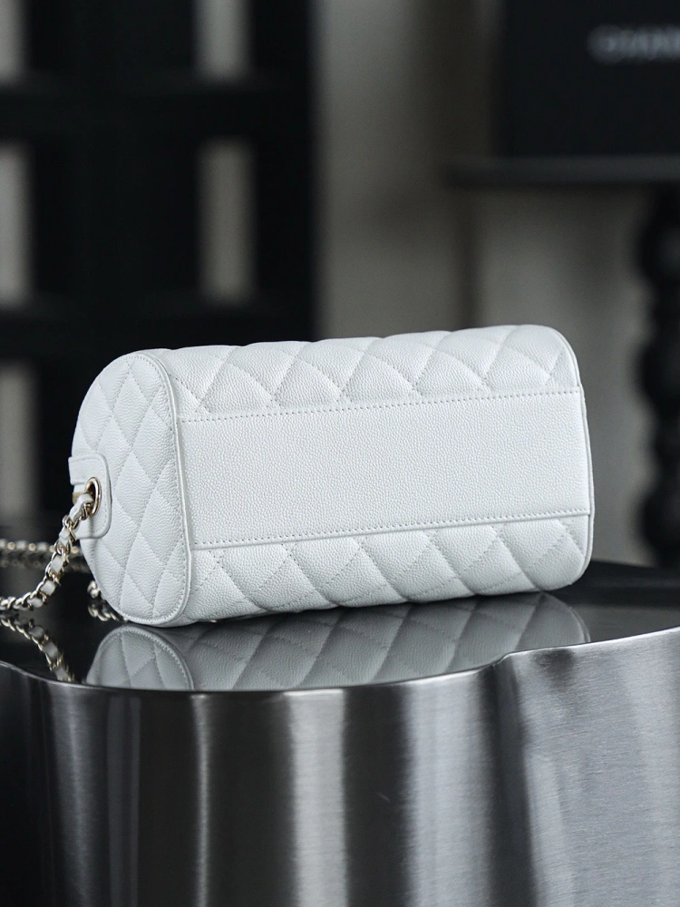 Chanel 25P Mini Bowling Bag White