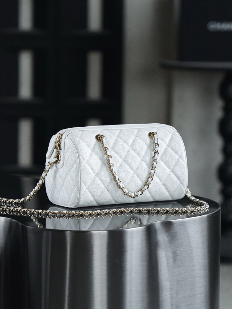 Chanel 25P Mini Bowling Bag White
