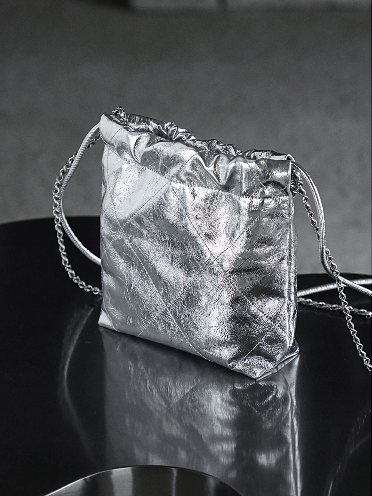Chanel 22bag shopping bag silver mini version