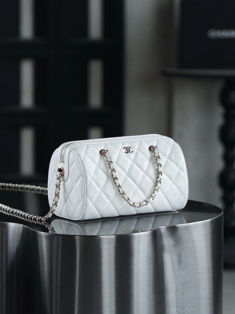Chanel 25P Mini Bowling Bag White