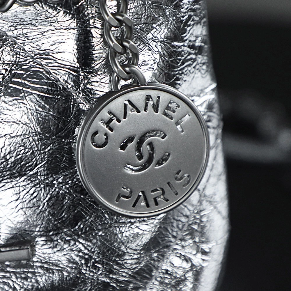 Chanel 22bag shopping bag silver mini version
