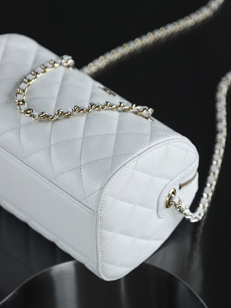 Chanel 25P Mini Bowling Bag White