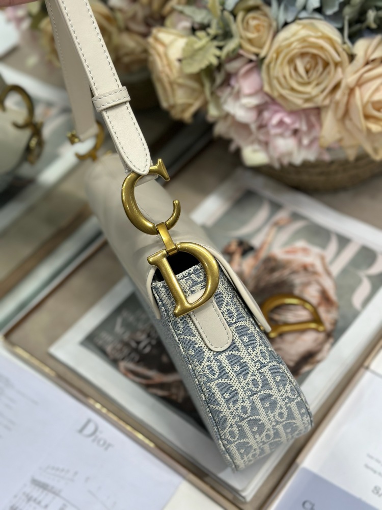 DIOR Medium Soft Saddle (with strap) grey D fabric