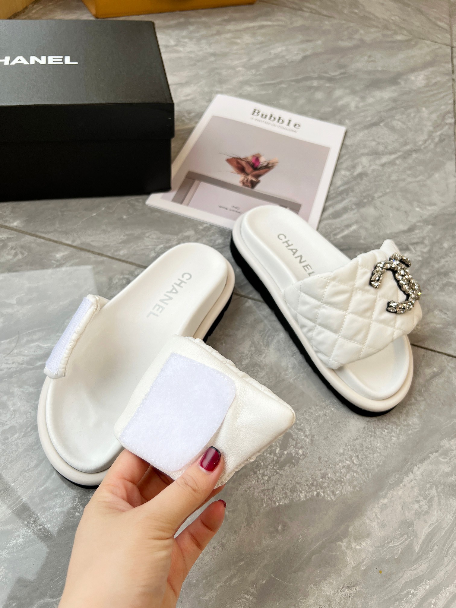 CHANEL Velcro slippers