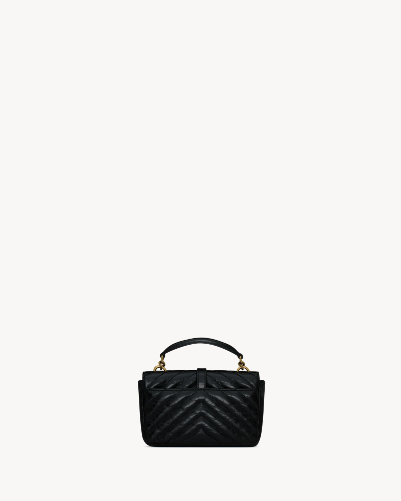 YSL COLLEGE shiny cracked leather mini chain bag