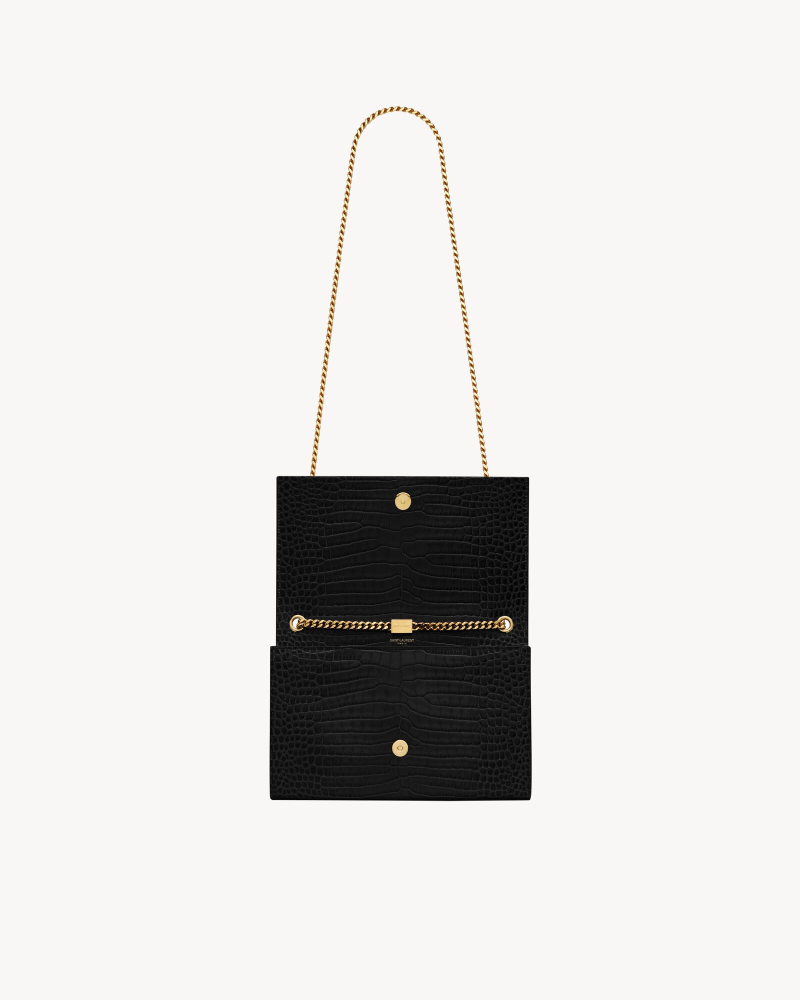 YSL KATE medium-sized fringed crocodile pattern embossed leather bag