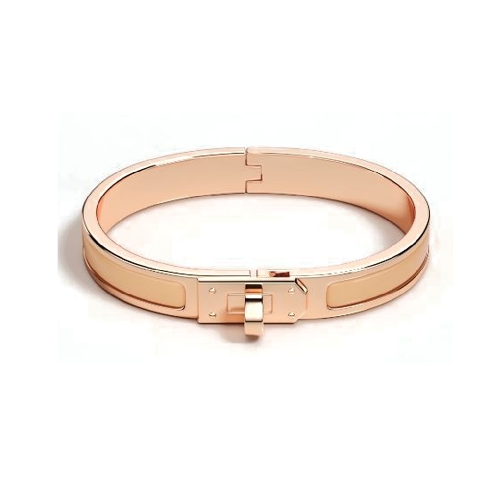 HERMÈS Solid Color Design Rose Gold-Plated Bangle for Women, Gold