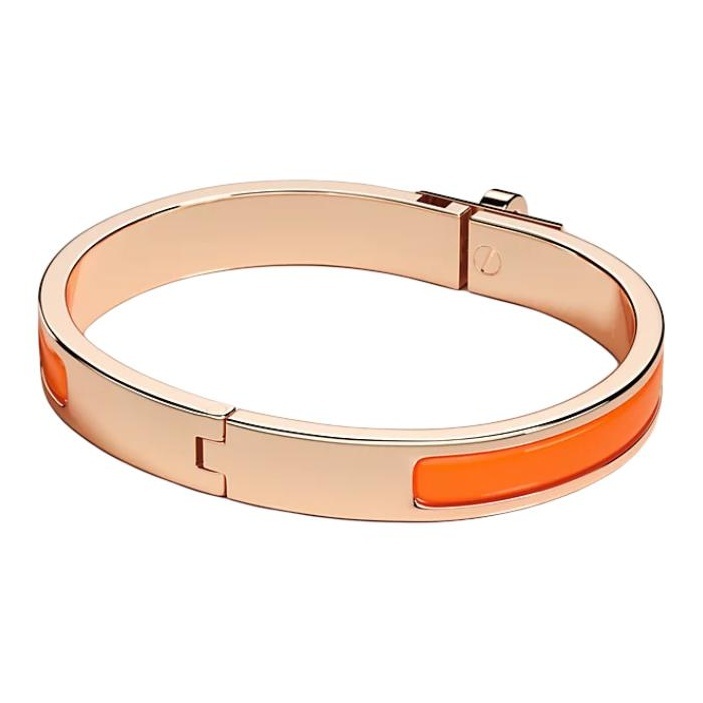 HERMÈS Clic Kelly Brand Design Rose Gold-Plated Bracelet for Women, Orange