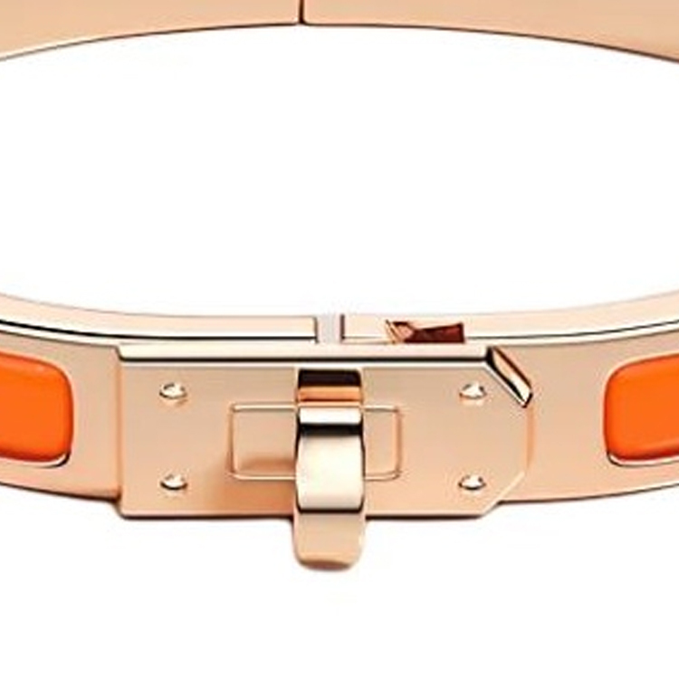 HERMÈS Clic Kelly Brand Design Rose Gold-Plated Bracelet for Women, Orange