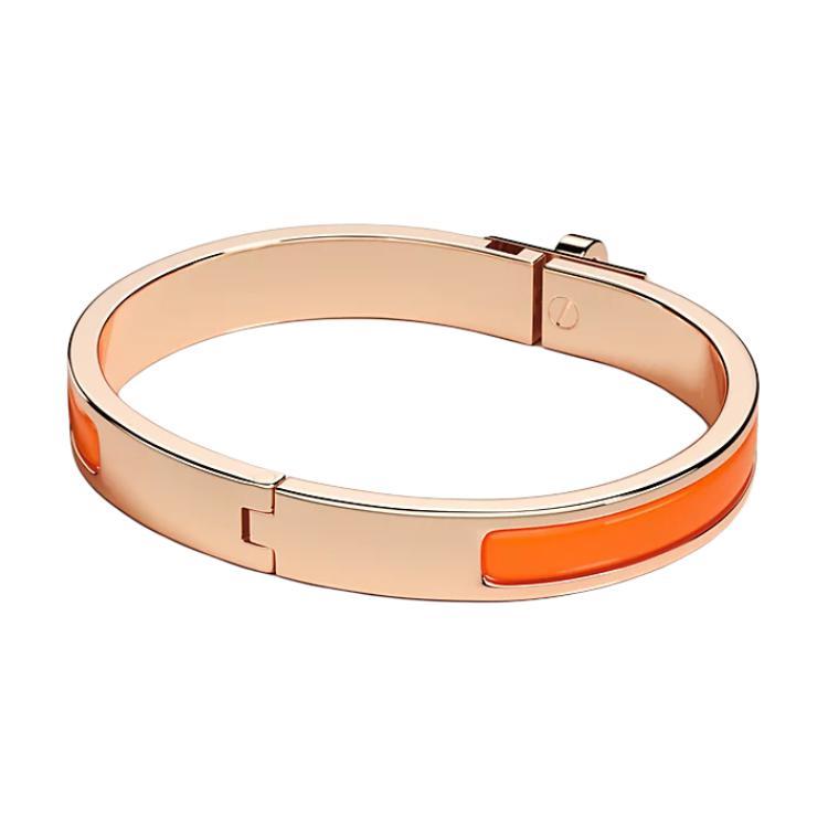 HERMÈS Clic Kelly Brand Design Rose Gold-Plated Bracelet for Women, Orange