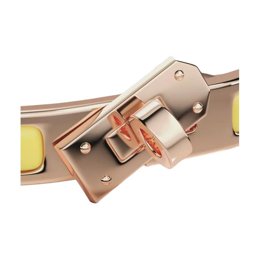 HERMÈS Mini Clic Kelly Enamel Bangle for Women, Rose Gold/Yellow