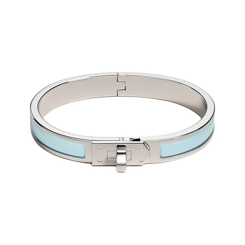 HERMÈS Matte Design Enamel Bangle for Women, Glacier Blue
