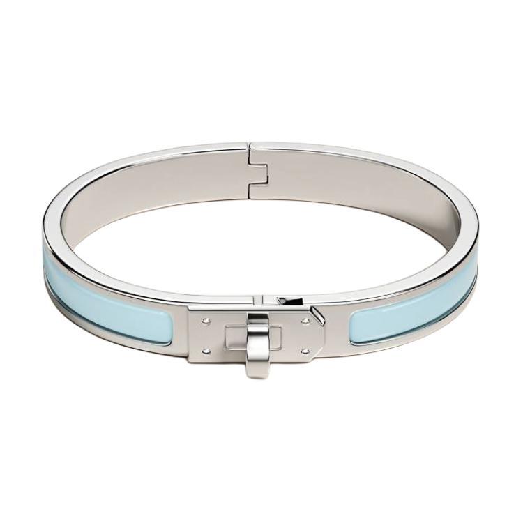 HERMÈS Matte Design Enamel Bangle for Women, Glacier Blue