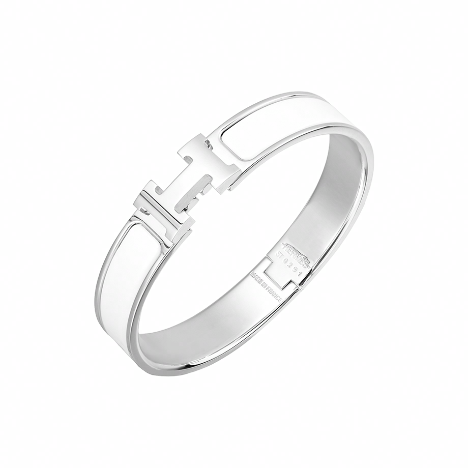 HERMÈS Clic H Minimalist Style Silver-Plated Bangle for Women
