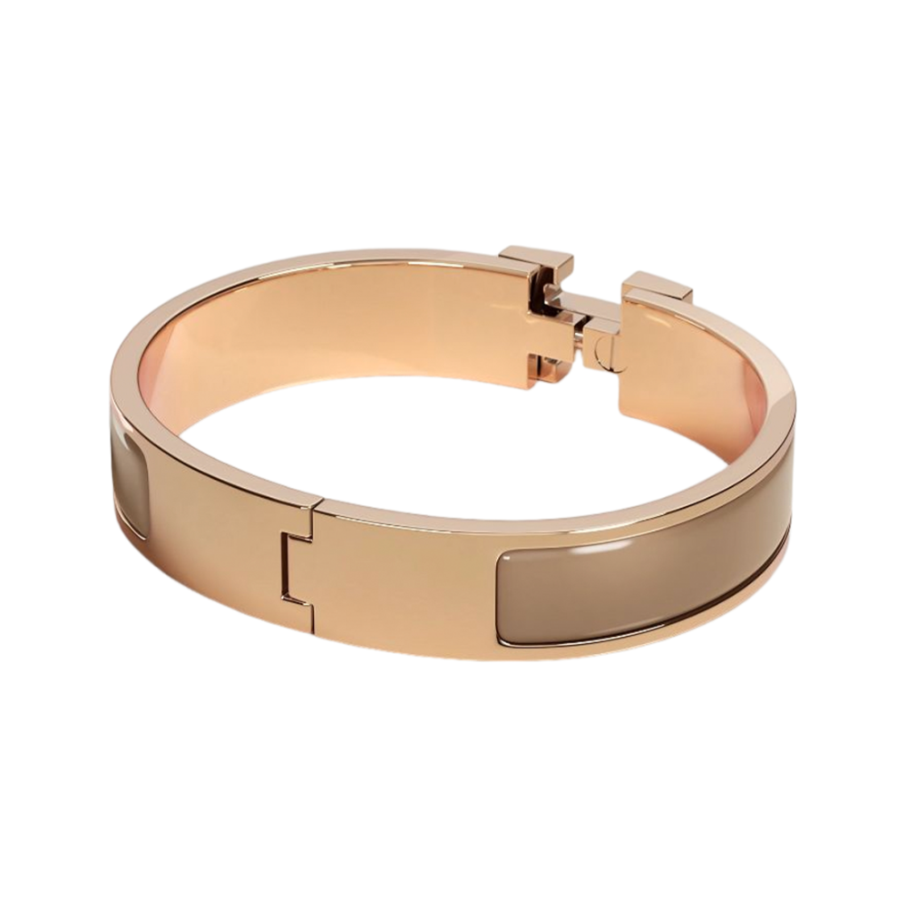 HERMÈS Clic H Enamel Bangle for Women, Rose Gold