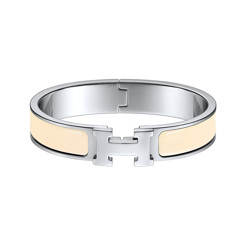 HERMÈS Clic H Bangle, Mother-of-Pearl/Silver